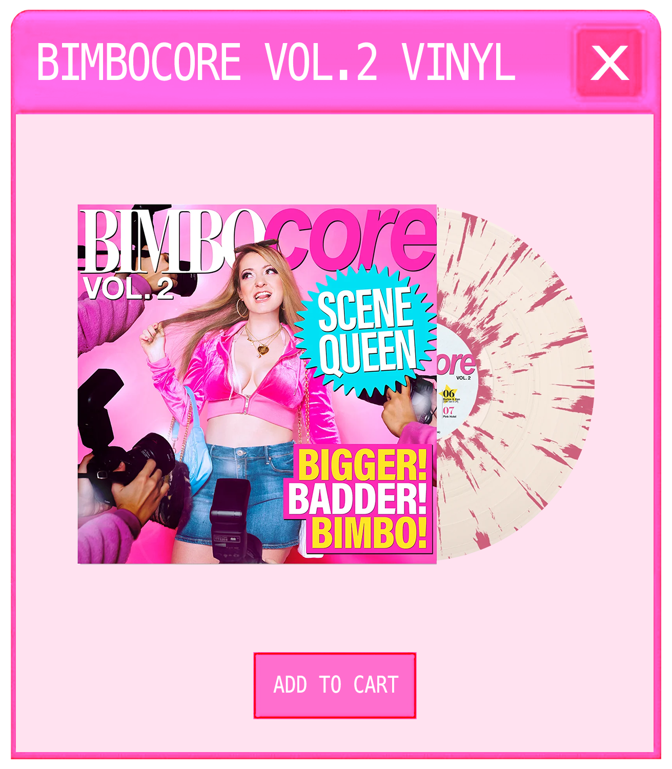 Bimbocore Vinyl - Clear w/ Hot Pink Splatter